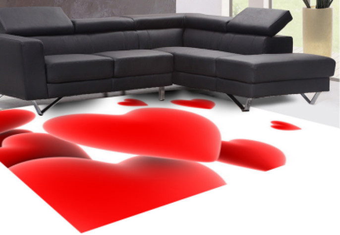 3 Boyutlu Kalpli Dekoratif Halı