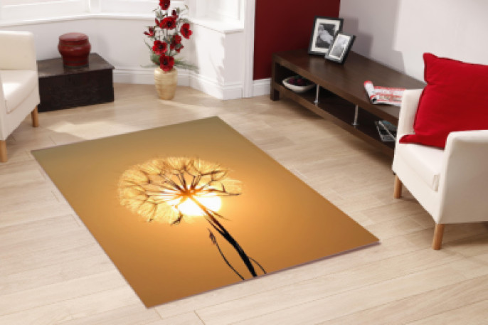 Aslandişi Güneş Arka Planlı Dekoratif Halı