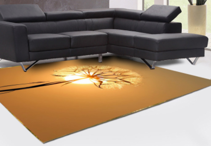 Aslandişi Güneş Arka Planlı Dekoratif Halı