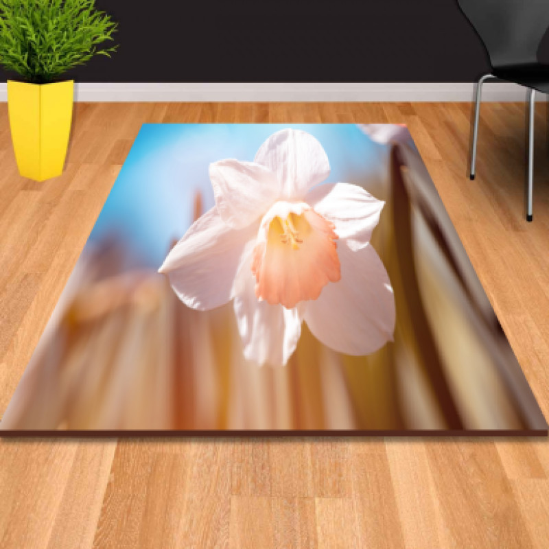 Beyaz Çiçek Dekoratif Halı