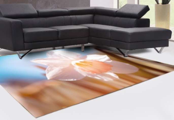 Beyaz Çiçek Dekoratif Halı