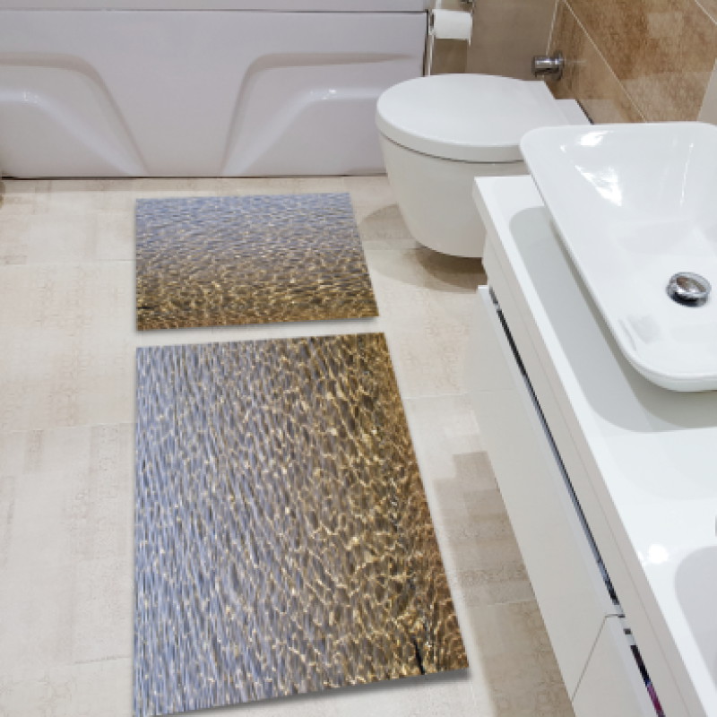 Billur Gibi Berrak Deniz Suyu İkili Banyo Paspas Seti