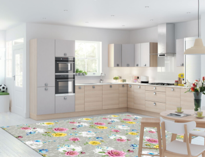 Çiçek Gül Desenli Dekoratif Mutfak Halısı