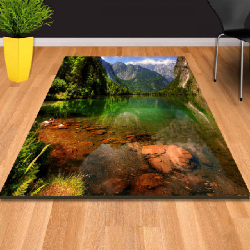 Dağlar Arasında Göl Dekoratif Halı