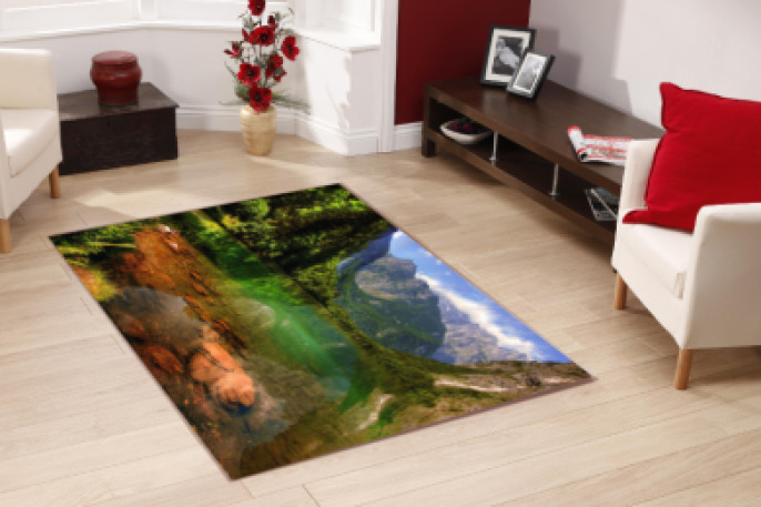 Dağlar Arasında Göl Dekoratif Halı