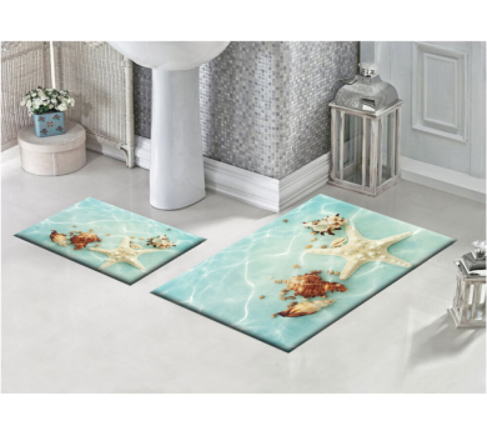 Deniz Kabukları İkili Banyo Paspas Seti