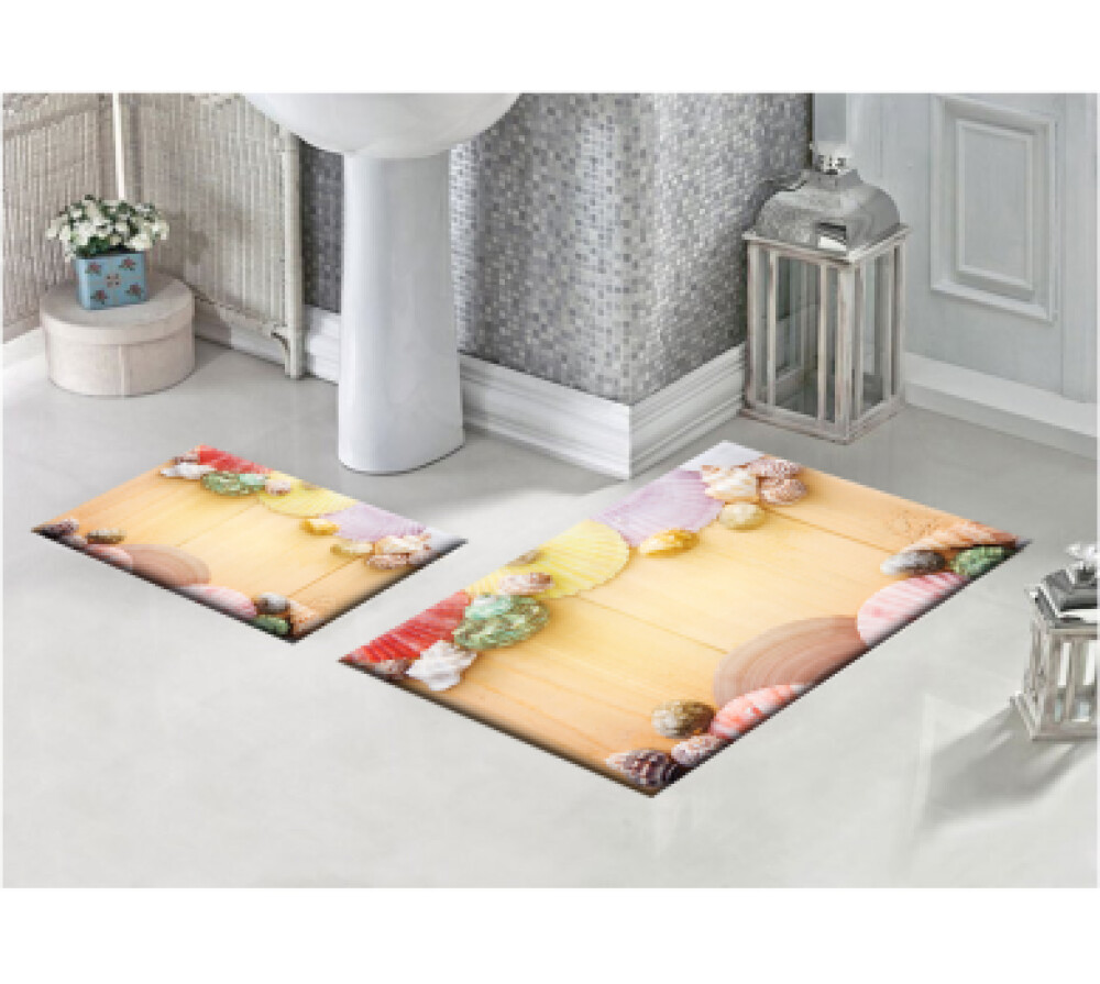 Deniz Kabuklu İkili Banyo Paspas Seti