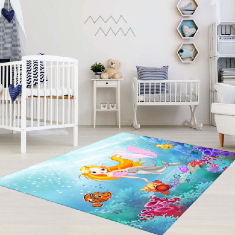 Denizkızı Sualtı Dünyası Kız Çocuk Odası Halısı