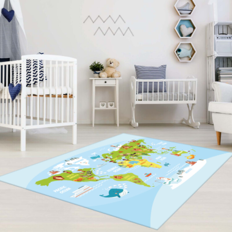 Dünya Haritası Çocuk Odası Halısı