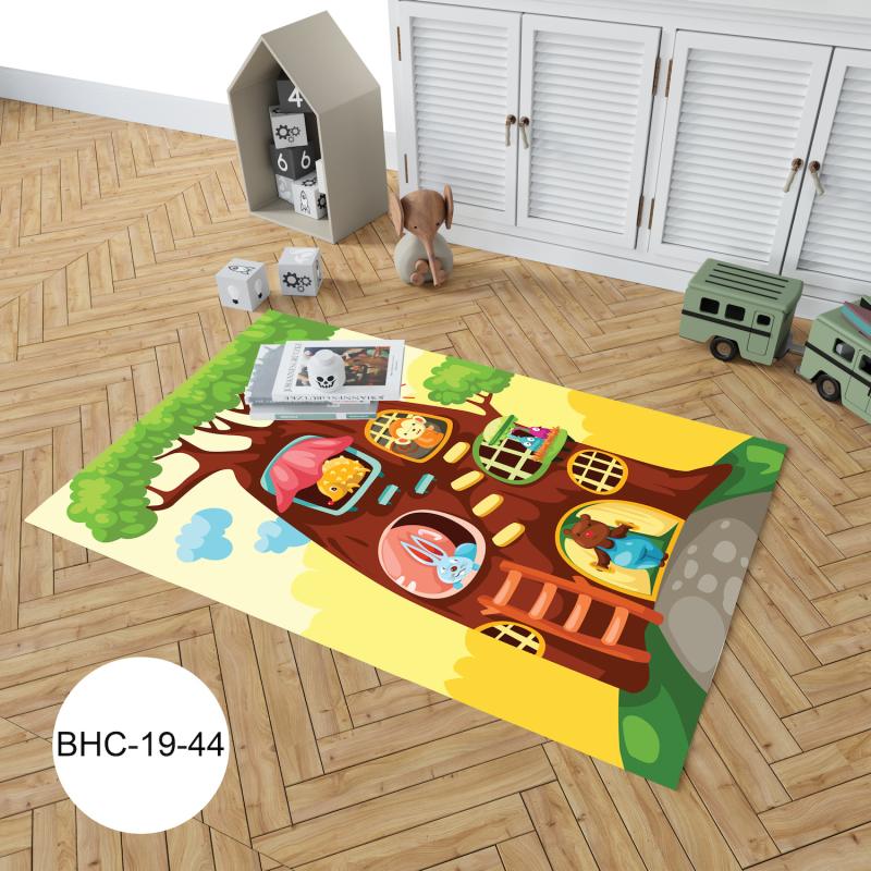 Hayvanlı Ağaç Ev Çocuk Odası Halısı