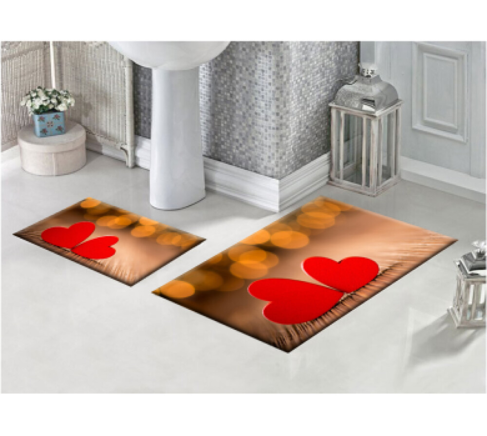 Kalpli İkili Banyo Paspas Seti