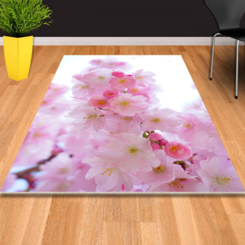 Kiraz Çiçekleri Dekoratif Halı