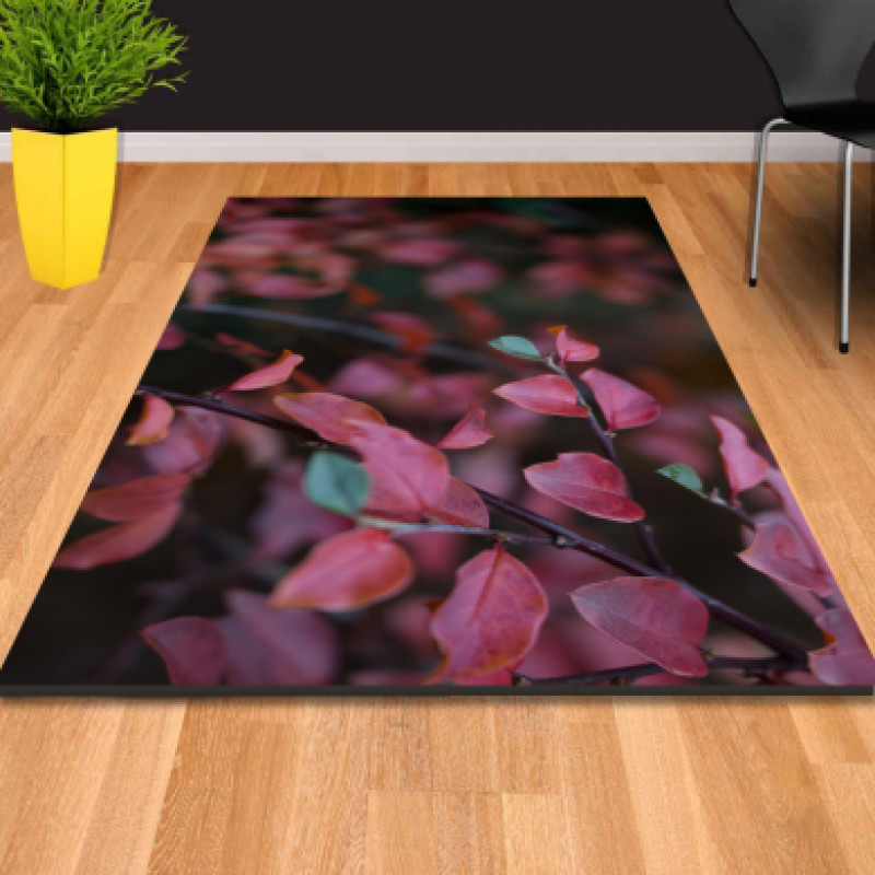 Kırmızı Yapraklar Dekoratif Halı