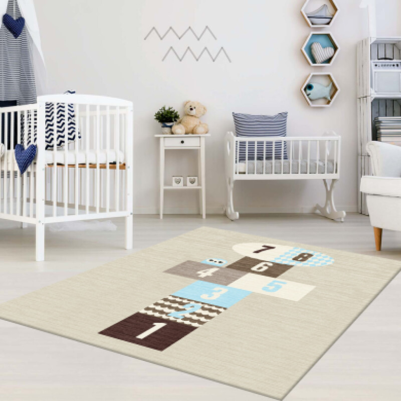 Krem Seksek Çocuk Odası Halısı