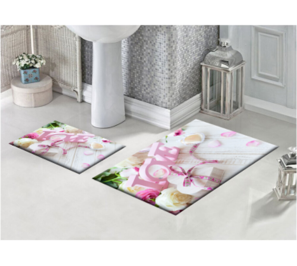 Love İkili Banyo Paspas Seti