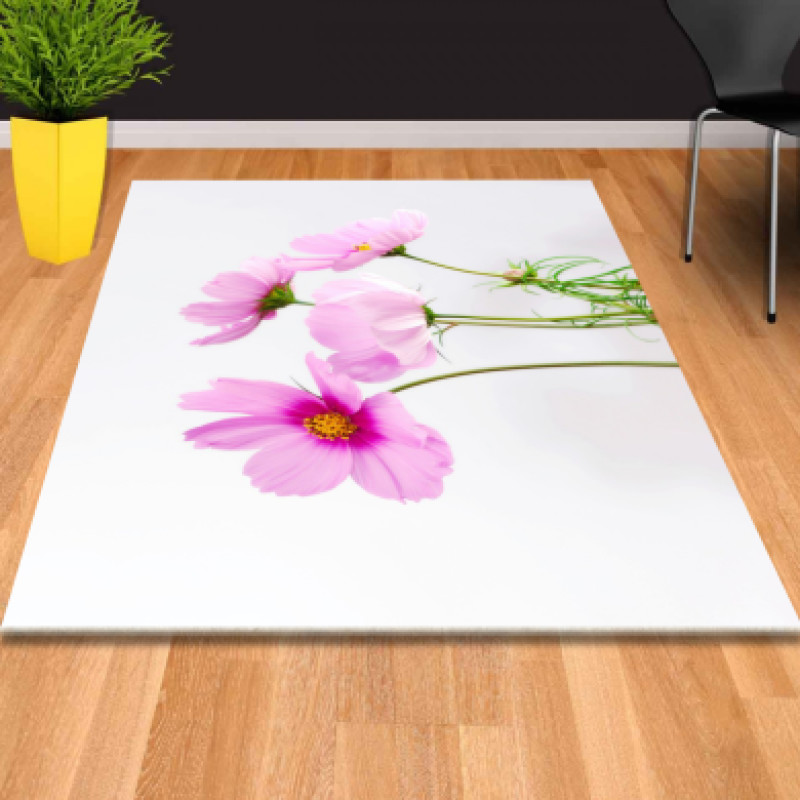 Pembe Çiçekli Dekoratif  Halı 