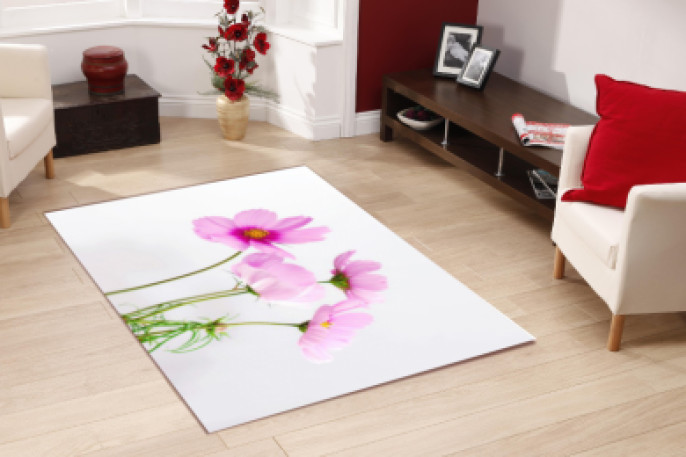 Pembe Çiçekli Dekoratif  Halı 