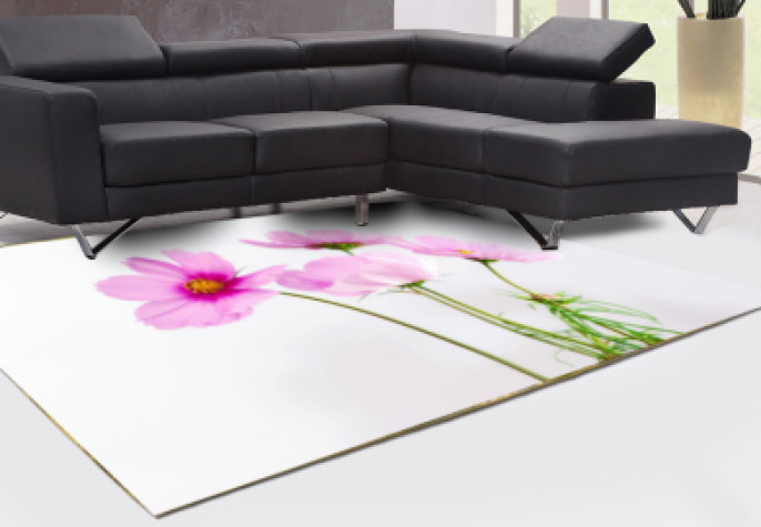 Pembe Çiçekli Dekoratif  Halı 