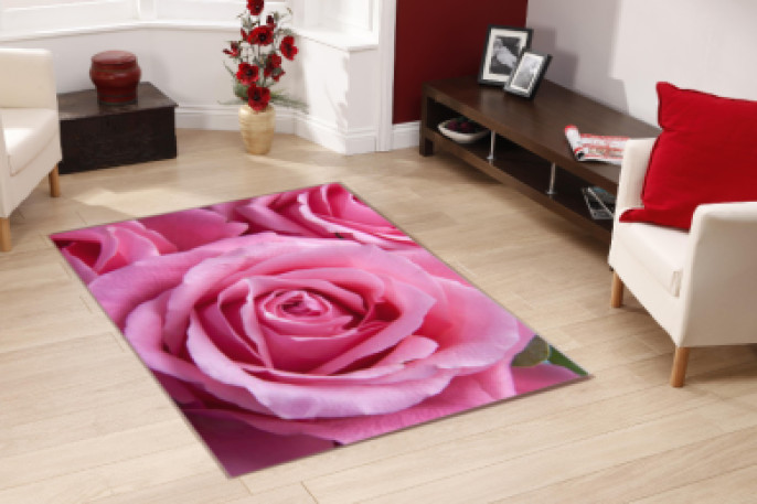 Pembe Güller Dekoratif Halı