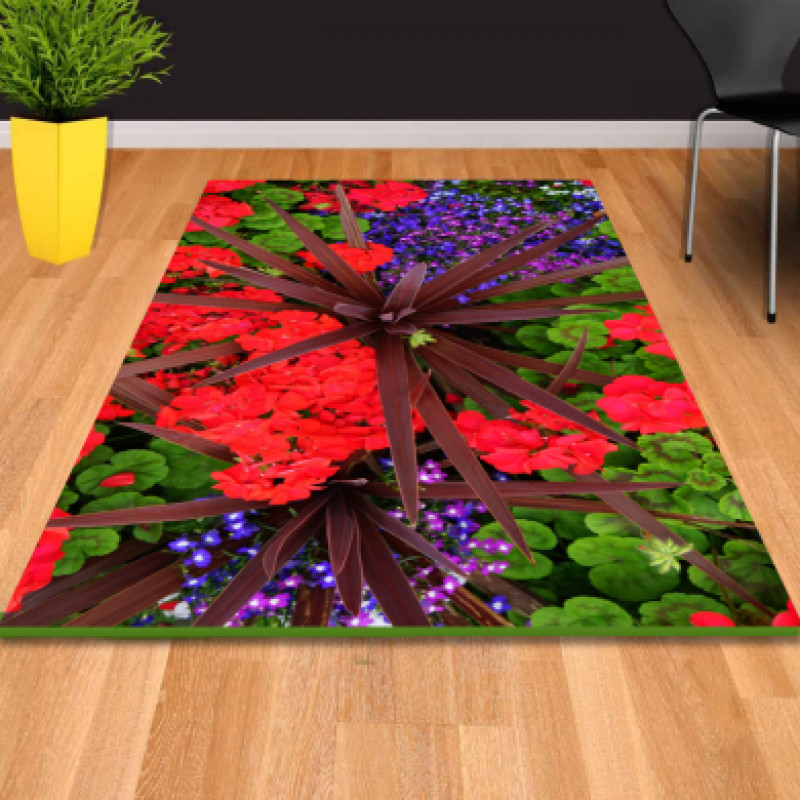 Renkli Çiçekli Dekoratif Halı