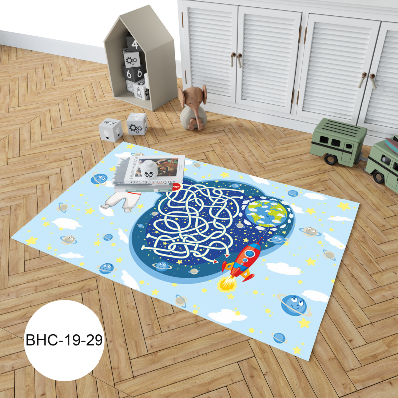 Sevimli Astronot Erkek Çocuk Odası Halısı