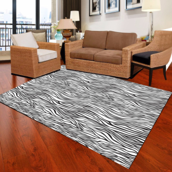 Siyah Beyaz Zebra Dekoratif Halı 107
