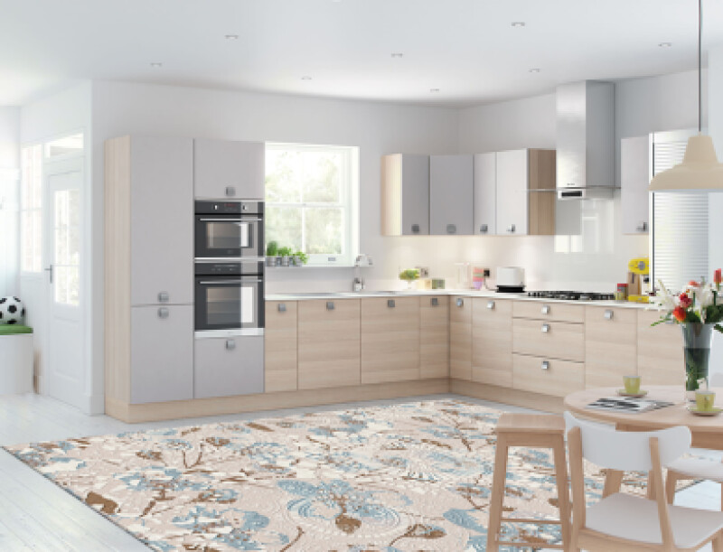 Soyut Çiçekli Dekoratif Mutfak Halısı