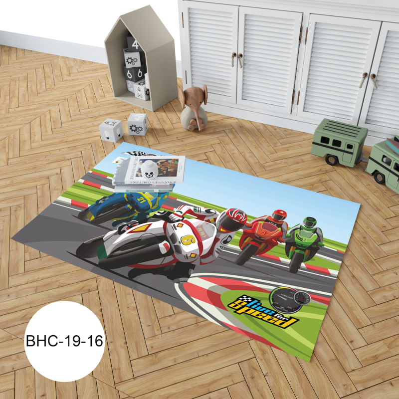 Süper Motor Yarışı Çocuk Odası Halısı
