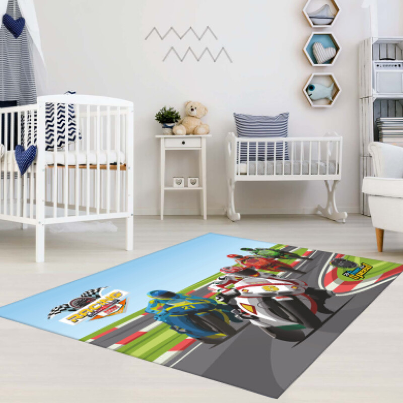 Süper Motor Yarışı Çocuk Odası Halısı