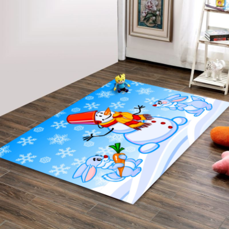 Tavşanlı Kardanadam Kar Taneleri Çocuk Odası Halısı