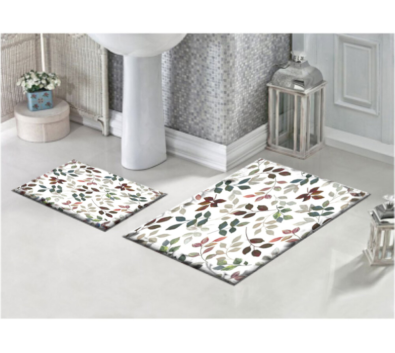 Yapraklı İkili Banyo Paspas Seti