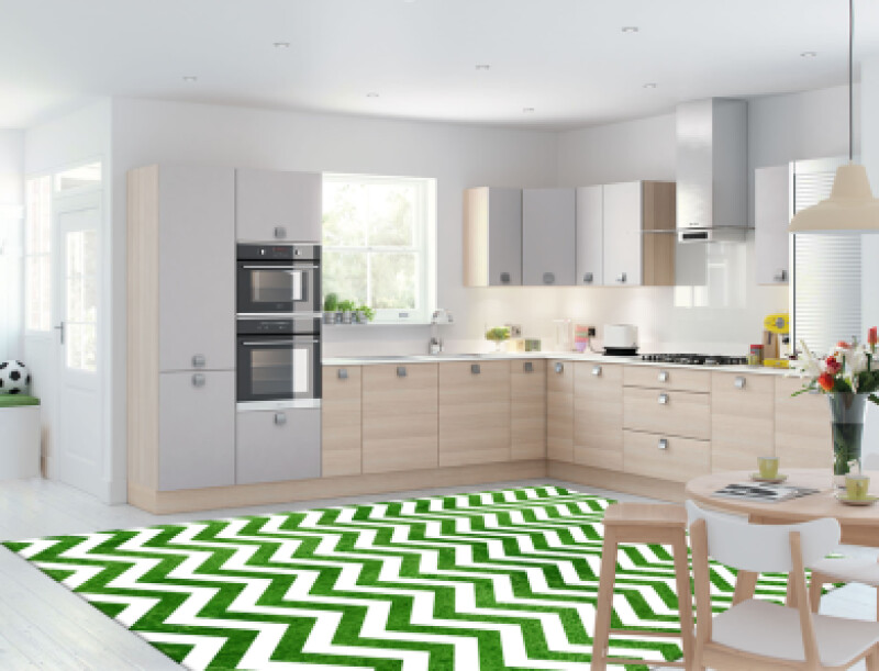 Yeşil Zikzak Dekoratif Mutfak Halısı