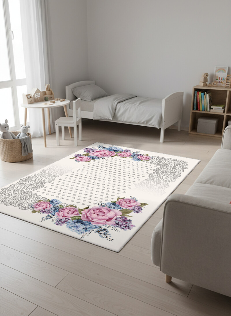 Romantik Şakayık Dantel Dekoratif Halı