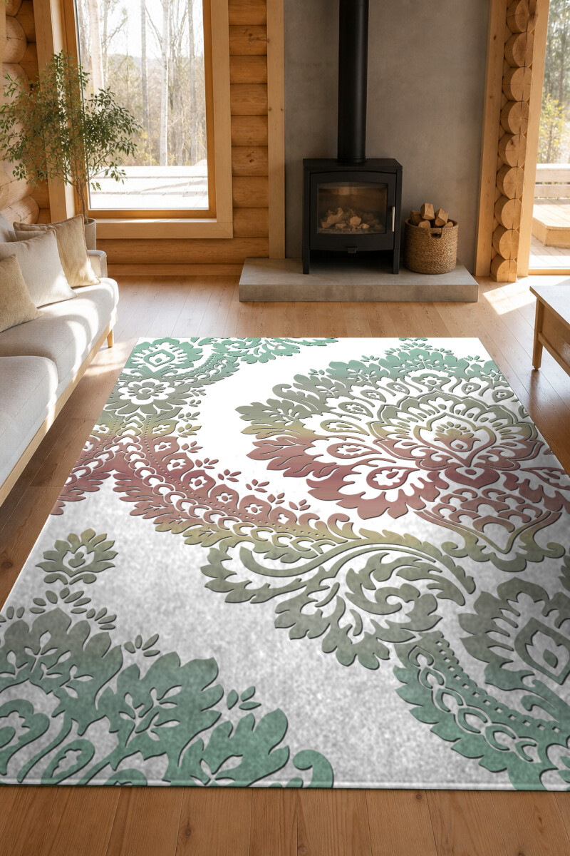 Pastel Damask Boho Dekoratif Halı
