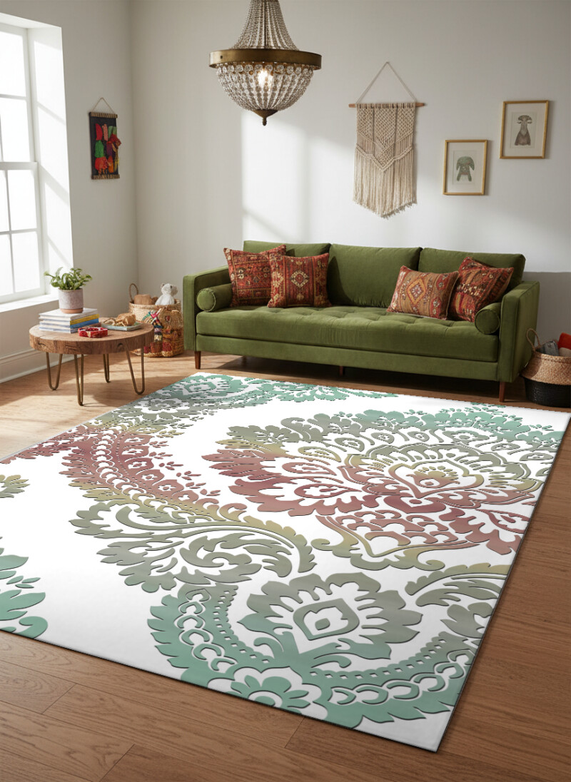 Pastel Damask Boho Dekoratif Halı