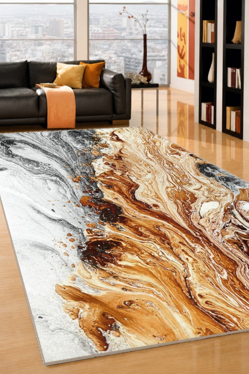 Altın Gri Mermer Fluid Art Halı