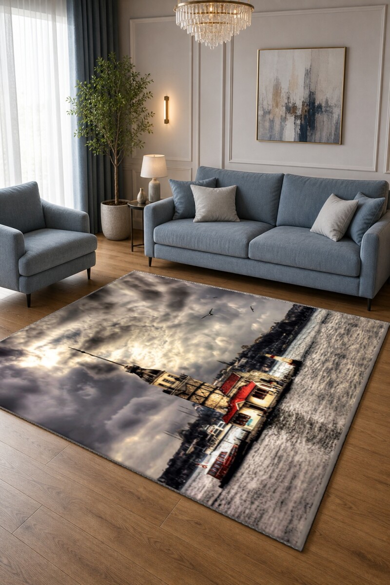 Kız Kulesi İstanbul Boğazı Fotoğraf Baskılı Şehir Halı