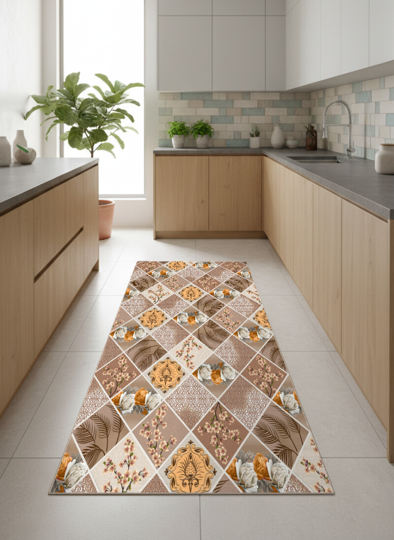 Çiçek Patchwork Mutfak Halısı