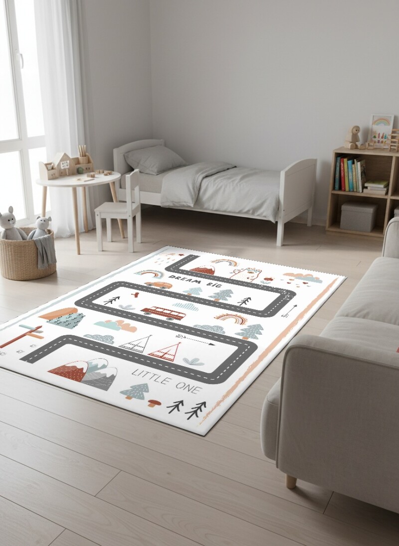 Çocuk Odası Halısı Dream Big Boho Yol Haritası – Doğa & Orman Temalı Antibakteriyel Oyun Halısı