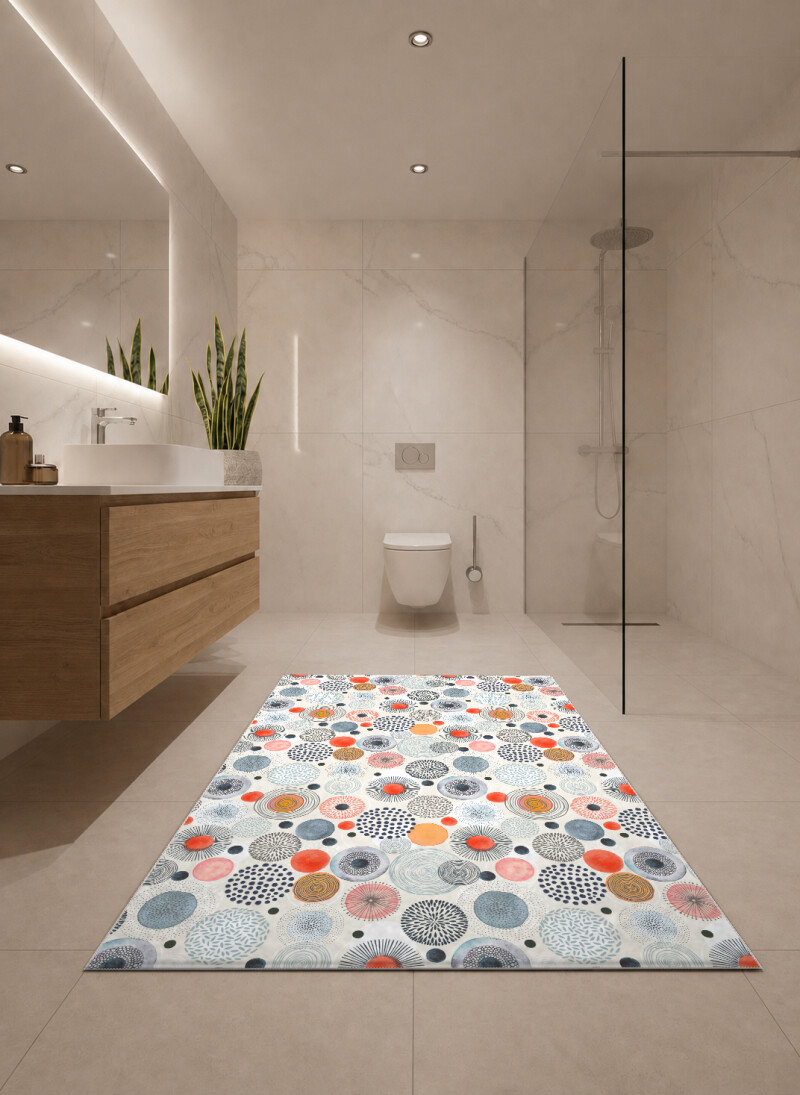 Daire Desenli Modern Mutfak Halısı