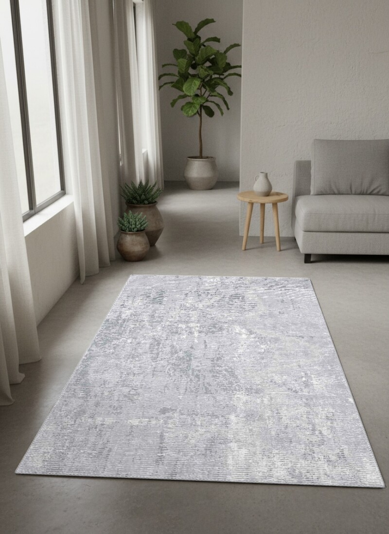 Gri Mavi Beton Eskitme Zemin Düz Sade Soğuk Ton Minimal Dekoratif Salon Halısı