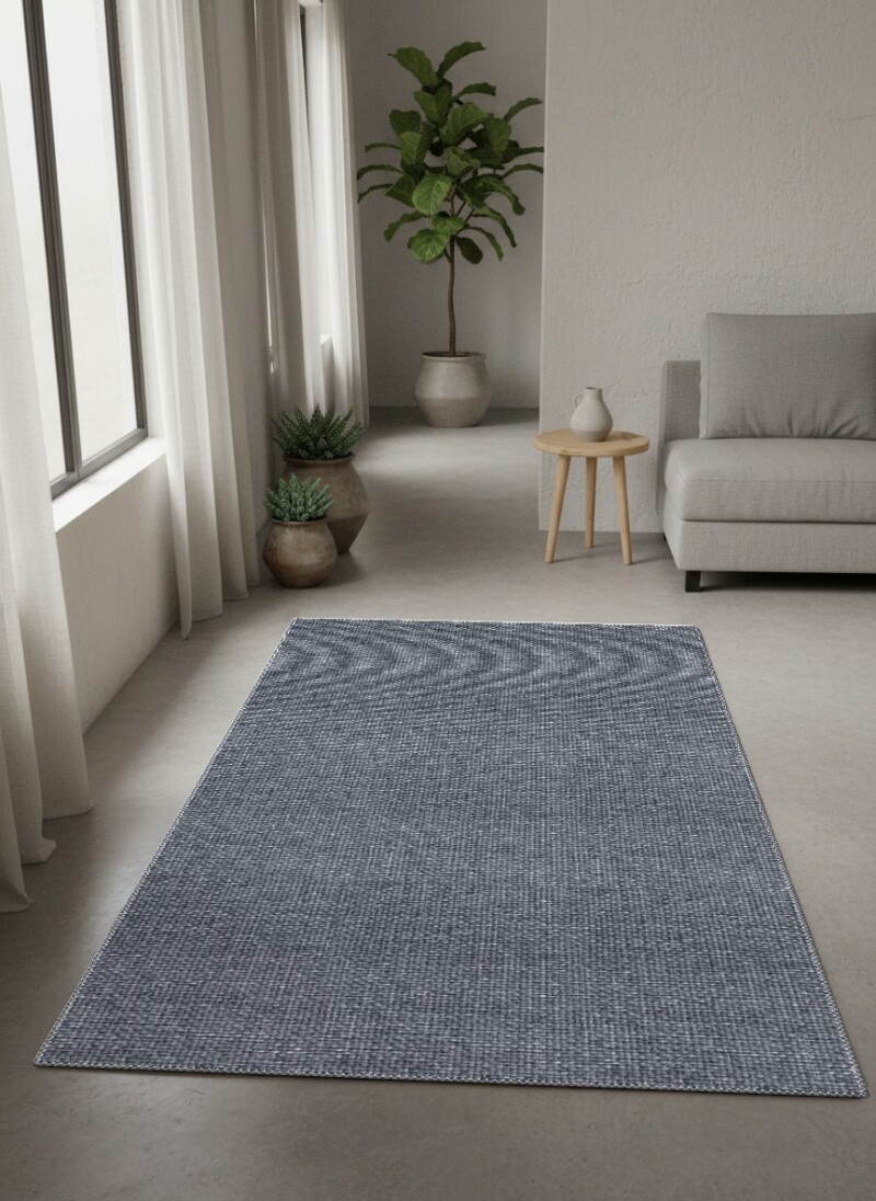 Koyu Antrasit Gri Tweed Jüt Düz Dokuma Zemin Sade Minimal Dekoratif Salon Halısı