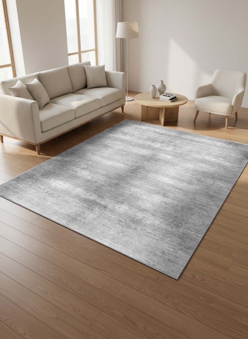 Açık Gri Beyaz Bulutumsu Tie-Dye Sade Düz Zemin Minimalist Büyük Salon Halısı