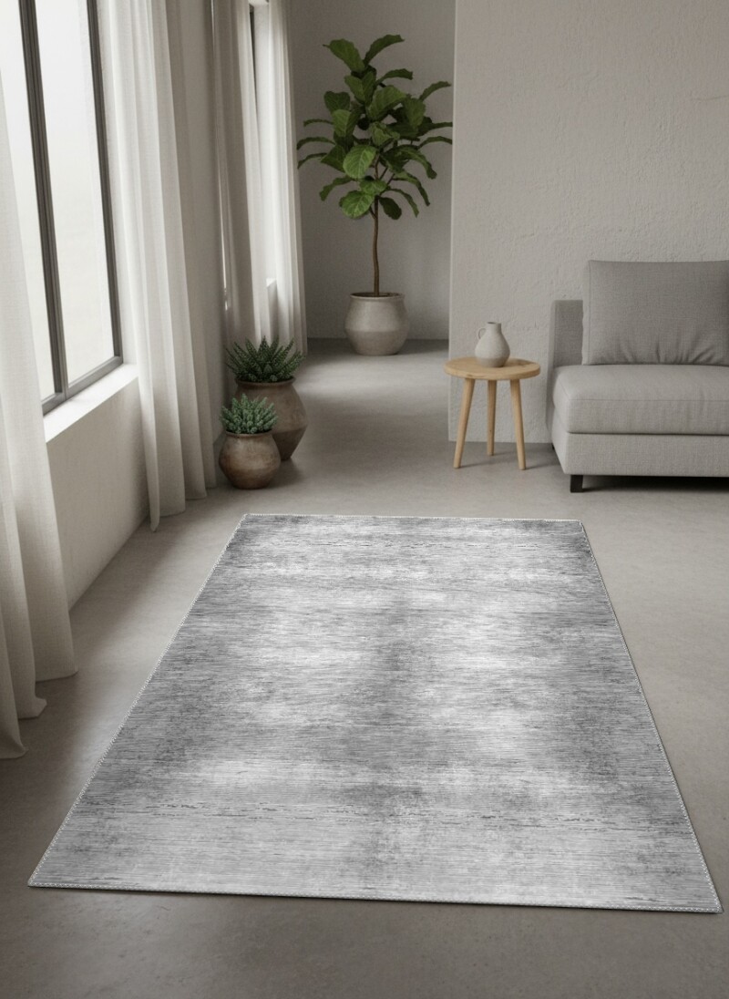 Açık Gri Beyaz Bulutumsu Tie-Dye Sade Düz Zemin Minimalist Büyük Salon Halısı