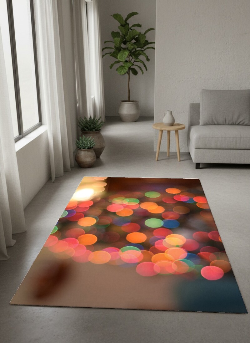 Kutlama Işıkları Bokeh Dekoratif Salon Halısı – Renkli Neşeli Festival