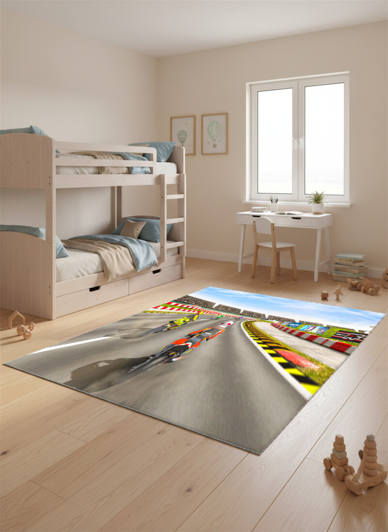Motor Yarışı Çocuk Odası Halısı