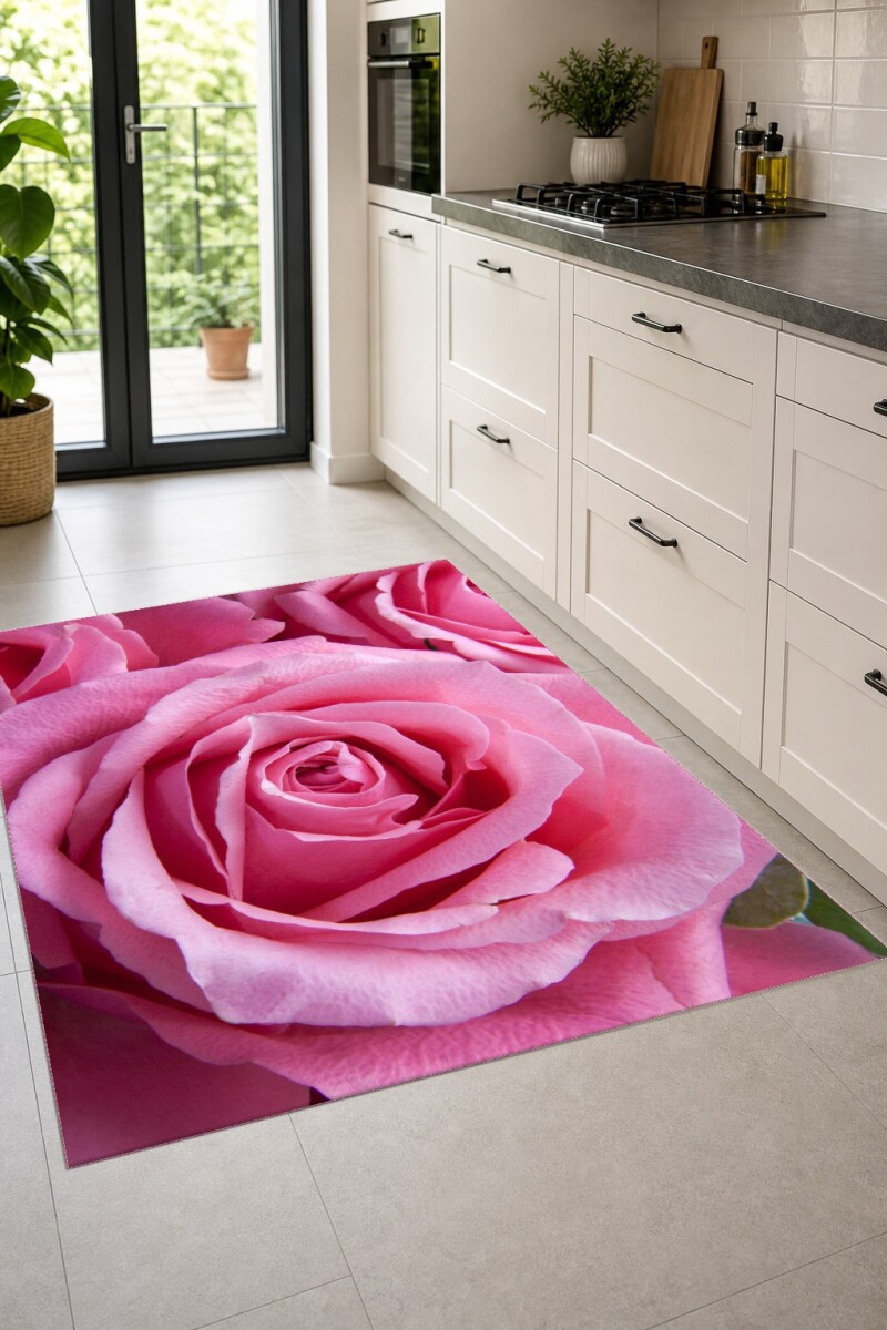 Pembe Güller Makro Dekoratif Salon Halısı – Romantik Yumuşak Zarif