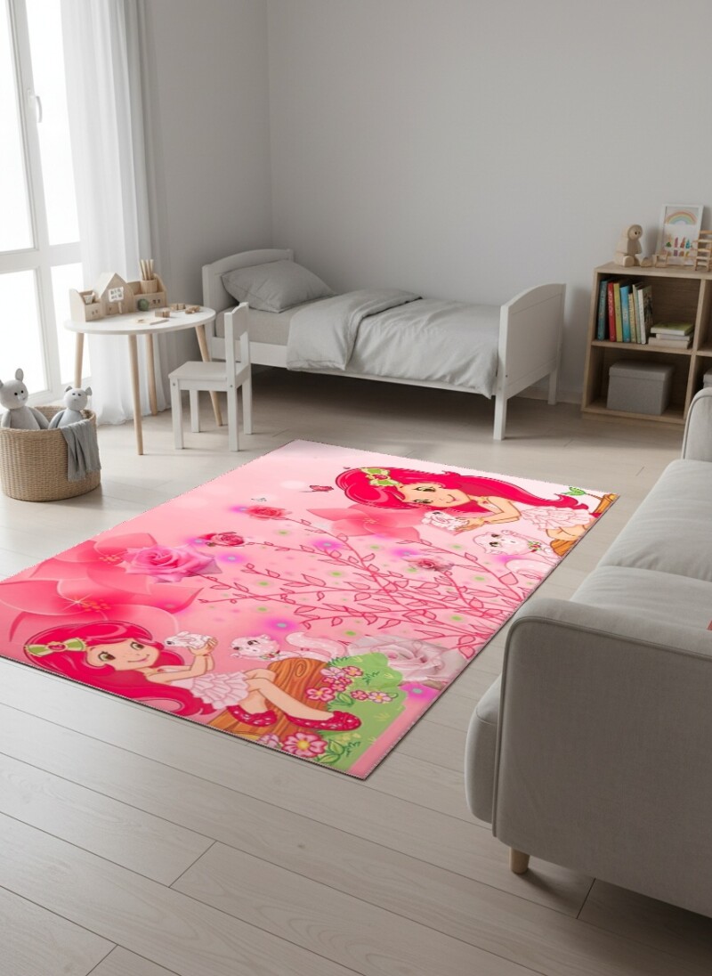 Pembe Peri Kız Çocuk Odası Halısı