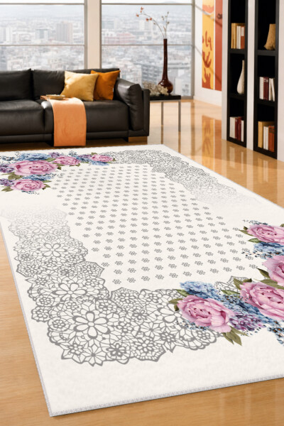 Romantik Şakayık Dantel Dekoratif Halı