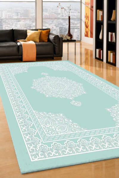 Mint Mandala Dantel Madalyon Dekoratif Halı